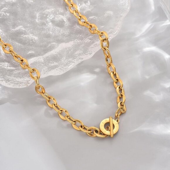 🆕 Women Gold Chunky Chain Necklace Thick Cuban Curb Gemstone Pendant Jewelry - Picture 6 of 7